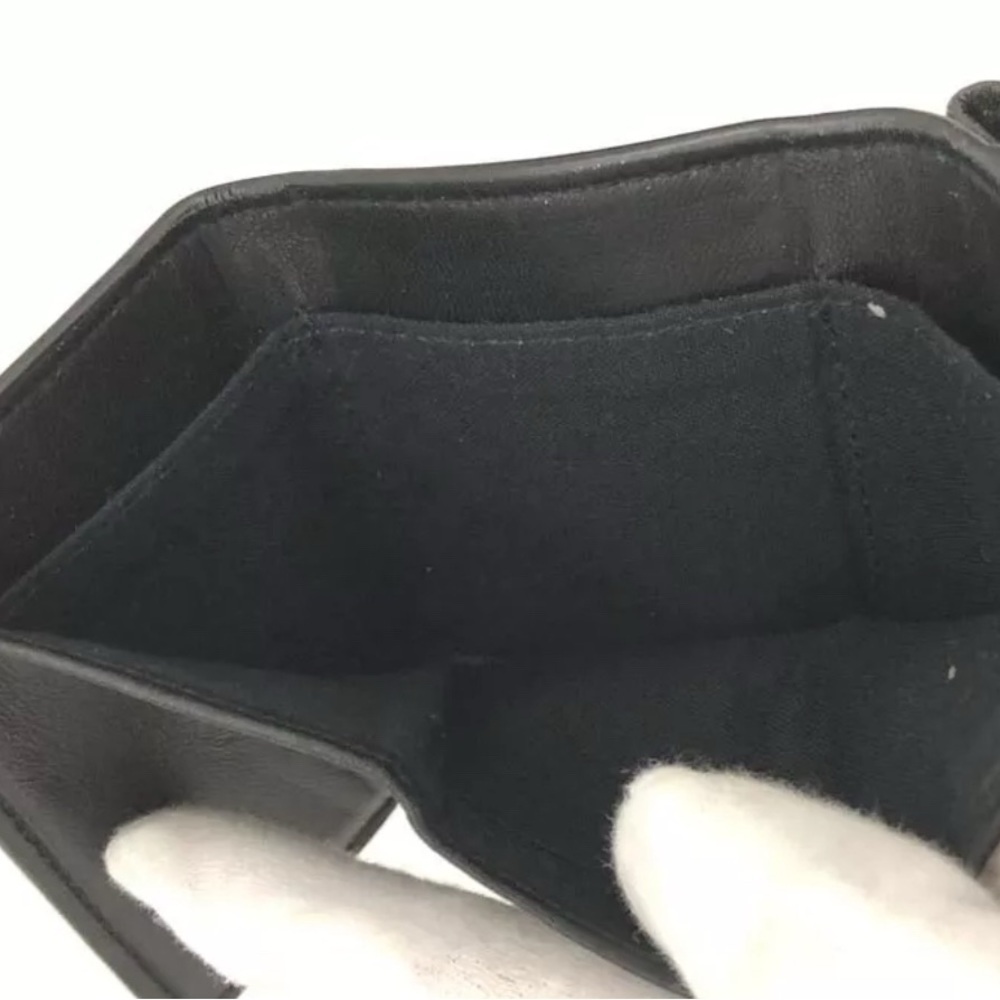 Authentic BALENCIAGA Logo Glitter Leather Trifold Wallet Black with box - Picture 7 of 15